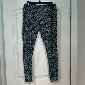 LuLaRoe Leggings with Blue and Green Floral Design